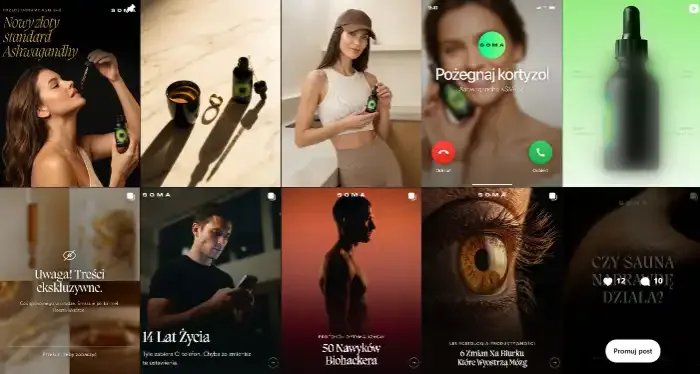 Kreacje reklamowe SOMA przygotowane w procesach AI