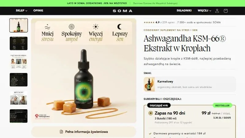Strona produktu SOMA z subskrypcją